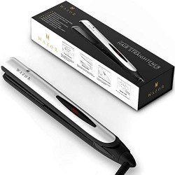 2 in 1 Flat Iron Professional Ceramic Hair Straightening Iron Instant Heat Up Automatic Shut Off and Digital LCD Display Sliver White