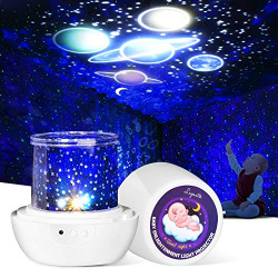 Night Light Baby Projector, Lupantte Nightlight Lamp with 12 Films 360 Degree Rotating Star Galaxy Light Projector for Kids Children Birthday Gifts, 6 Modes Mood Light Lamp