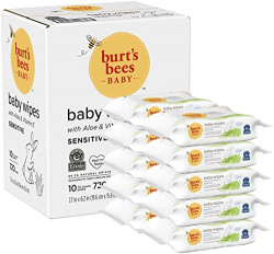 Baby Wipes, Burt's Bees Unscented Towelettes for Sensitive Skin, Hypoallergenic & Non-Irritating, All Natural with Soothing Aloe & Vitamin E, Fragrance Free, 10 Packs (720 Wipes Total)