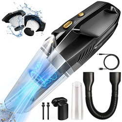Luium Handheld Vacuum Cordless, Car Vacuum Cordless Rechargeable, Wet-Dry Use Portable Hand Vacuum Cleaner with High Power 9Kpa Strong Suction, Reusable Filter and LED Light for Car, Home, Office