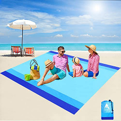 Beach Blanket, Outdoor Beach Mat Lightweight Picnic Blanket 78  x 81 /120 x108  Overside Water Proof and Quick Drying Beach Mat for Travel
