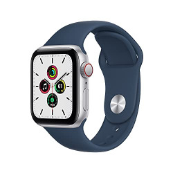 Apple Watch SE [GPS + Cellular 40mm] Smart Watch w/ Silver Aluminium Case with Abyss Blue Sport Band. Fitness & Activity Tracker, Heart Rate Monitor, Retina Display, Water Resistant