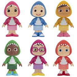 CoComelon 6 Figure Family and Friends Shark Theme Pack - Includes JJ, Nico, Cody, Nina, Bella and Cece in Shark Hoodies - Toys for Kids and Preschoolers