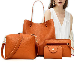 Generic 4 PCS Set Women's Bag Solid Color Simple Shoulder Bag Fashionable Handbags