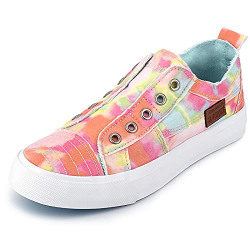 JENN ARDOR Womens Canvas Sneakers Fashion Shoes Low Top Unlaced Slip on Canvas Casual Shoes