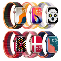 6 Pack Weave Nylon Band Compatible with Apple Watch Band 38mm 40mm 41mm 42mm 44mm 45mm for Women Men, Sport loop Velcro adjustable strap Compatible for iWatch Series 7/6/5/4/3/2/1/SE42mm44mm45mm