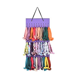 Baby Girl Headbands Storage Holder Hanging Hair Accessories Storage Case to Hold Hair Ties, Display with Sturdy Rope (PURPLE-A, 50 Hooks)