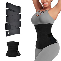 Waist Wrap, Snatch Me Up Bandage Wrap Waist Trainer for Women Adjustable Waist Trimmer Invisible Body Wrap Shapewear Black
