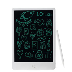 LCD Writing Tablet Doodle Board, 10inch Drawing Tablet Writing Pad, Electronic Toddler Tablet Drawing Pad, Drawing Pad for Educational Gift (White)