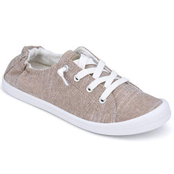 JENN ARDOR Womens Slip-On Sneakers Fashion Canvas Sneakers Lightweight Comfort Low Top Casual Shoes Lace-up Classic Walking Shoes