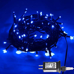 43ft 100 LED Christmas Lights, Outdoor Waterproof Fairy String Lights for Halloween Garden Patio Wedding Christmas Trees Parties Decoration. (Plug in) (Blue)