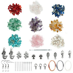 Natural Chip Stone Beads Multicolor 5-8mm Irregular Gemstone Crystal Bead Hole Drilled with Earring Hooks Pendants Charms DIY for Bracelet Necklace Earrings Jewelry Making Supplies(About 483pcs)