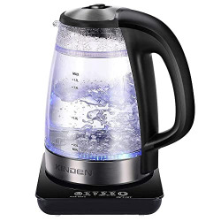 Glass Electric Kettle 1.7L Hot Water Boiler with Boil-Dry Protection Tea Kettle BPA Free Double Wall Temperature Control LED Indicator Keep Warm Touch Control Wide Opening Cordless 360 Base Tea Pot