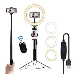Ring Light with Stand and Phone Holder, CEROBEAR Tripod for Phone with 10'' Ring Light10 Dimmable LED Ring Light for Live Streaming/Makeup//TikTok/Photography/YouTube Video