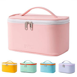 Makeup Bag Travel Cosmetic Bags Small for Women Girls Zipper Pouch Makeup Organizer Waterproof Cute (Light Pink)