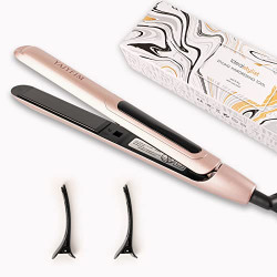Hair Straightener - Flat Iron - Ceramic Hair Straightener and Curler 2 in 1-Flat Iron for Hair Prizm - 15 S Fast Heating-Maximum 450 DF (1.1 Inch,Champagne Gold)