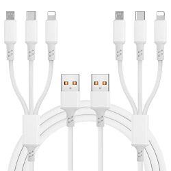 Multiple Charger Cable, 2Pack 4FT Multi Charging Cable Rapid Cord USB Charging Cable 3 in 1 Multi Phone Charger Cord with Type C/Micro/Lightning USB Connectors for Cell Phones and More