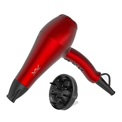 VAV Far Infrared Blow Dryer Negative Ions Hair Dryer 1875W Powerful Wind 2 Speed 3 Heating Settings With Diffuser Concentrator & Comb, Red
