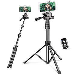 Torjim 62  Phone Tripod & Camera Tripod, Extendable Cell Phone Tripod Stand with Wireless Remote & Phone Holder, Camera Flash Bracket Compatible with iPhone & Android Phone, Camera