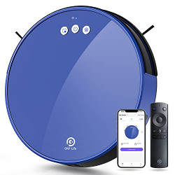OKP K8 Robot Vacuum and Mop Combo, 2000Pa Super Suction, Integrated Design of Dust Box Water Tank, Self Charging, Quiet Cleaning for Pet Hair, Blue