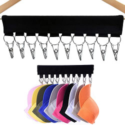 Tidyliving 2 Pack Hat Organizer, 10 Stainless Steel Storage Hooks, for the Storage of Hats in the Closet and Room, Replace your Hanger with a Hat Organizer, Suitable for Standard Size Hangers Black