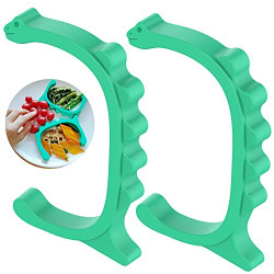 Silicone Food Plate Divider with Suction 2 PCS, Cartoon Food Separator, Portion Control and Easy Scooping Walls for Limited Mobility.(Green)