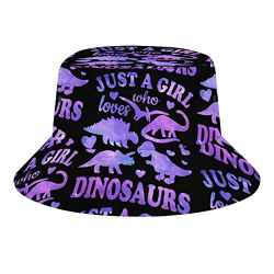Just A Girl Who Loves Dinosaurs Bucket Hats Sun Cap Fashion Packable Outdoor Fisherman Hat for Women and Men