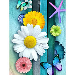 Offito Butterfly 5D Diamond Painting Kits for Adults Beginners, Flower Diamond Art for Kids, Full Drill Dots Diamond Paintings with Gem Crystal, Home Wall Decor Gift 12x16 Inch