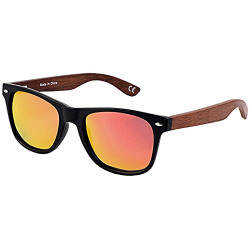 Wood Sunglasses for Men and Women,Red Polarized Lenses, Wooden Frame, UV protection, Missfive Fashion Mirrored Sunglasses