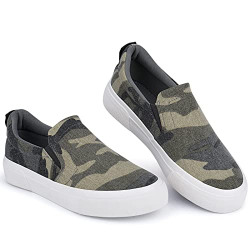 JENN ARDOR Slip On Shoes for Women Low Top Canvas Sneakers Flats Comfortable Walking Casual Shoes Camo