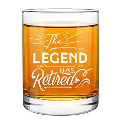 Retirement Gifts for Men - The Legend Has Retired Funny Whiskey Glass Gifts for Husbands, Dad, Father, Friends, Coworker, Brother, Happy Retirement Gifts for Anyone Who Was Retiring, 11 OZ