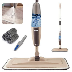 Spray Mop for Floor Cleaning, Floor Mop with a Refillable Spray Bottle and 3 Washable Pads & 1 Scraper Flat Mop for Home Kitchen Hardwood Laminate Wood Ceramic Tiles Floor Cleaning (Upgrade)
