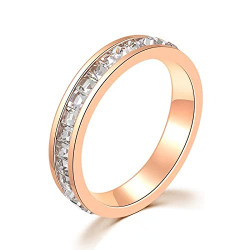 18K Gold Plated Cubic Zirconia Super Sparkle Engagement rings for Women , Promise Rings for her ,Wedding band for Women size 5-10 (Rose gold-B, 9)