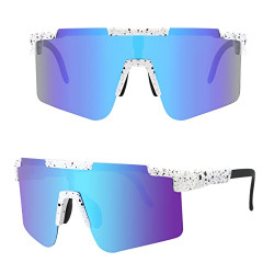 Cycling Sunglasses, Sports Sunglasses, UV400 Cycling Windproof Outdoor Sports Fishing Golf Baseball Running Sunglasses for Men Women Blue