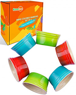 Kunaboo Mini Colored Ramekins Set of 6-2 oz- Red Green Blue - creme brulee and souffle cups