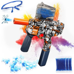 MP-9Vitality Orange Fully Automatic Electric Gel Blaster Gun with Spare Magazine, Eco-Friendly Splatter Ball Blaster with Water Beads and Goggle, Outdoor Activities - Shooting Team Game,Ages 12+