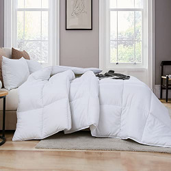 Ousidan Down Alternative Comforter King Size Soft Brushed Microfiber Cover Duvert Insert with 8 Corner Tabs,White Comforter 106x90Inches