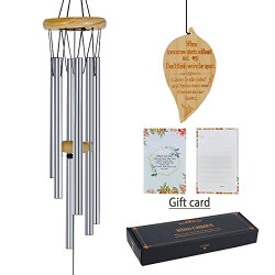 Sympathy Wind Chimes, Memorial Wind Chimes for Outside, 26 inches Wind Chimes for Loss of Loved One, Memorial Bereavement Sympathy Gift for Loss of Mom, with Gift Card and Engraved Pendant