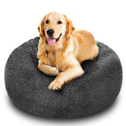 BEAUTYHB Calming Dog Bed and Cat Bed, Anti Anxiety Pet Bed Dog Mat Round Fluffy Dog Bed for Large Pets, Cat Beds for Indoor Cats, Comfortable Warm and Washable Dog Beds for Large Dogs (24 /28 /32 )