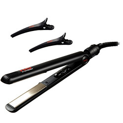 Dual Voltage Flat Iron 1 Inch Fast Heat-up Hair Straightener Negative Ions 2 in 1 Straightener & Curler 60 Min Auto Shut Off with 3D Floating Titanium Plate and Handle Lock