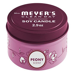 Mrs. Meyer's Scented Soy Tin Candle, 12 Hour Burn Time, Made with Soy Wax and Essential Oils, Peony, 2.9 oz