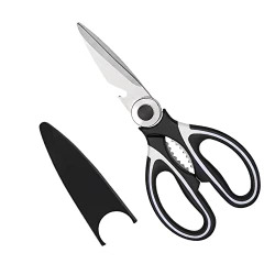 Sharp Kitchen Shears, kitchen Scissors with Cover, Heavy Duty Stainless Steel Multipurpose Scissors, Kitchen Shears for Chicken, Poultry, Fish, Meat, Herbs, Vegetables, BBQ, Bones, Flowers, Nuts