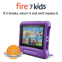 Fire 7 Kids tablet, 7  Display, ages 3-7, 16 GB, (2019 release), Purple Kid-Proof Case