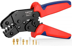 TUBTAP Pin Crimping Tool For Spade Bullet Connectors AWG 22-16(0.5-1.5mm), Ratchet Pin Terminal Crimper - Wire Crimping Tool for Male and Female Pins Connector & Bullet Connectors Terminals