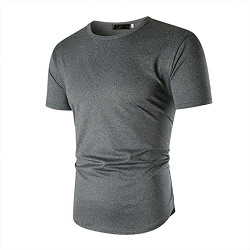 Mens Muscle Workout T-Shirt Dry Fit Athletic Short Sleeve Shirts Classic Crew Neck Tee Dark Grey