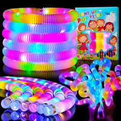 Mikulala Glow Sticks Pop Fidget Tubes Kids Glow Party Favors 6 Pcs Party Supplies Goodie Bag Suffers Light Up Toys Return Gifts for Kids Birthday Stocking Fillers Classroom Box Prize for Kids