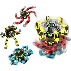 Fidget Spinners Fidget Pack Fidget Toys for Adults Figets Kid Toy Sensory with DIY Transformable Chain Robot Work Desk Toys Stress Relief Toy Gift for ADHD Kids Teen Boys (3 Pack)