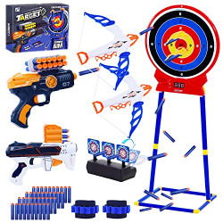 CUCEUB 2022 Upgraded Kids Digital Shooting Automatic Scoring Target with Soft Bullets Toy for Guns and Arrow Set, Birthday Gifts for Boys and Girls