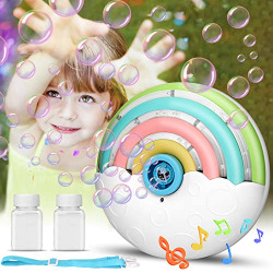 GDMYST Toys for Toddler Boy Girls - Rainbow Bubble Maker Blower Machine with Music Lights for Kids Outdoor Outside Play, Birthday Gifts Summer Toys for Toddlers 1 2 3+ Years Old