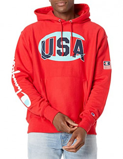 Champion Men's Exclusive USA Reverse Weave, Team Red Scarlet - Hoodie, Small